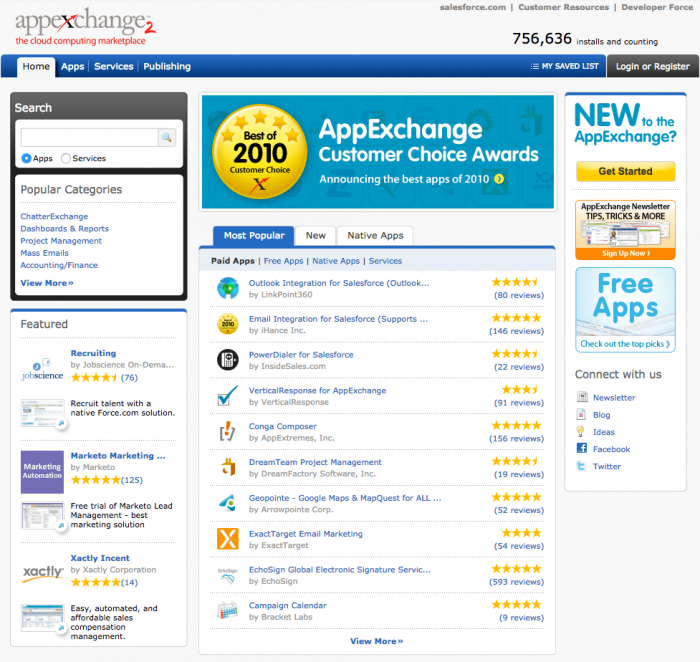 Salesforce AppExchange in 2010